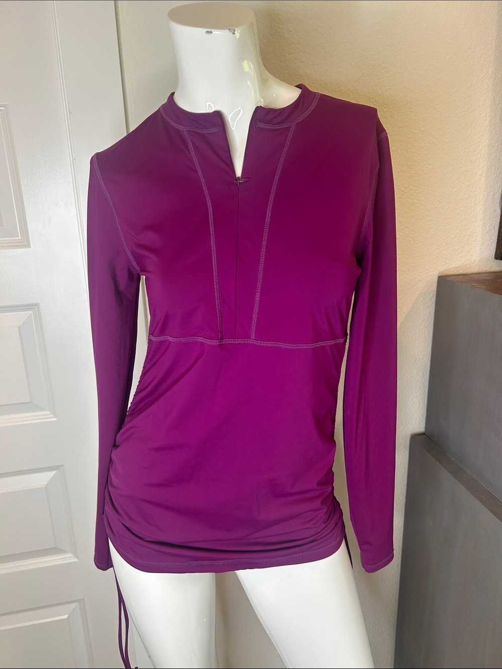 Athleta Deep Plum Long-Sleeve V-Notch Performance Top